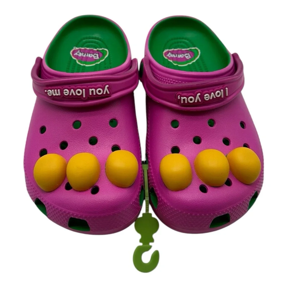 Crocs Barney Classic Clogs KIDS Size C 13 Slip On Shoes I Love You You‎ Love Me