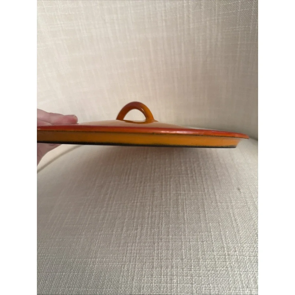 Descoware Cast Iron LID‎ 22 FE Orange Flame Belgium Vintage Cookware LID ONLY