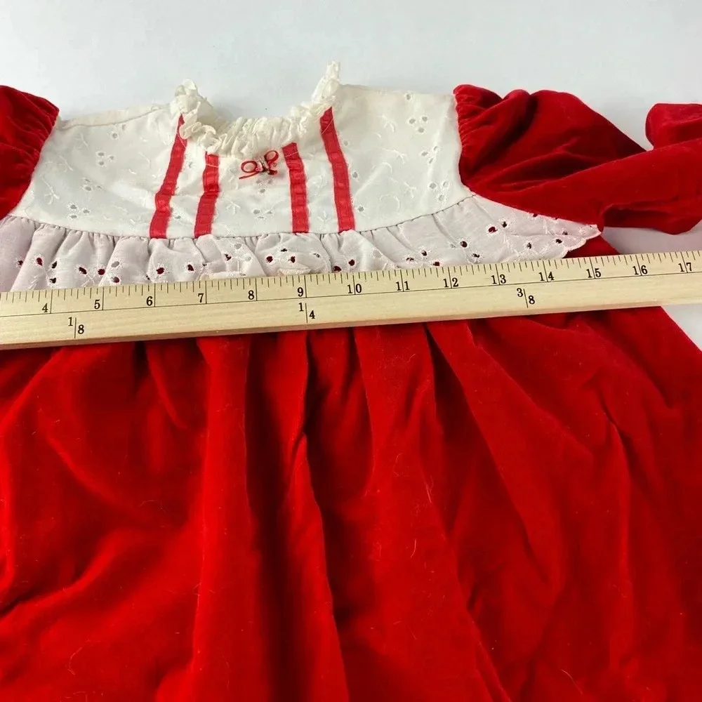 Vintage R-Gee Originals Girls 6 Red Velvet Long Sleeve Holiday Dress SEE ALL.