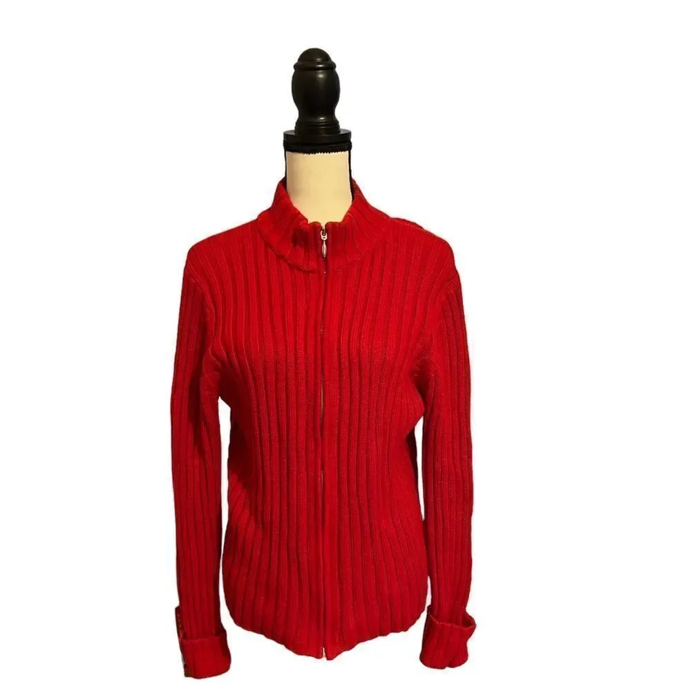St John’s Bay ladies size large red zip sweater.