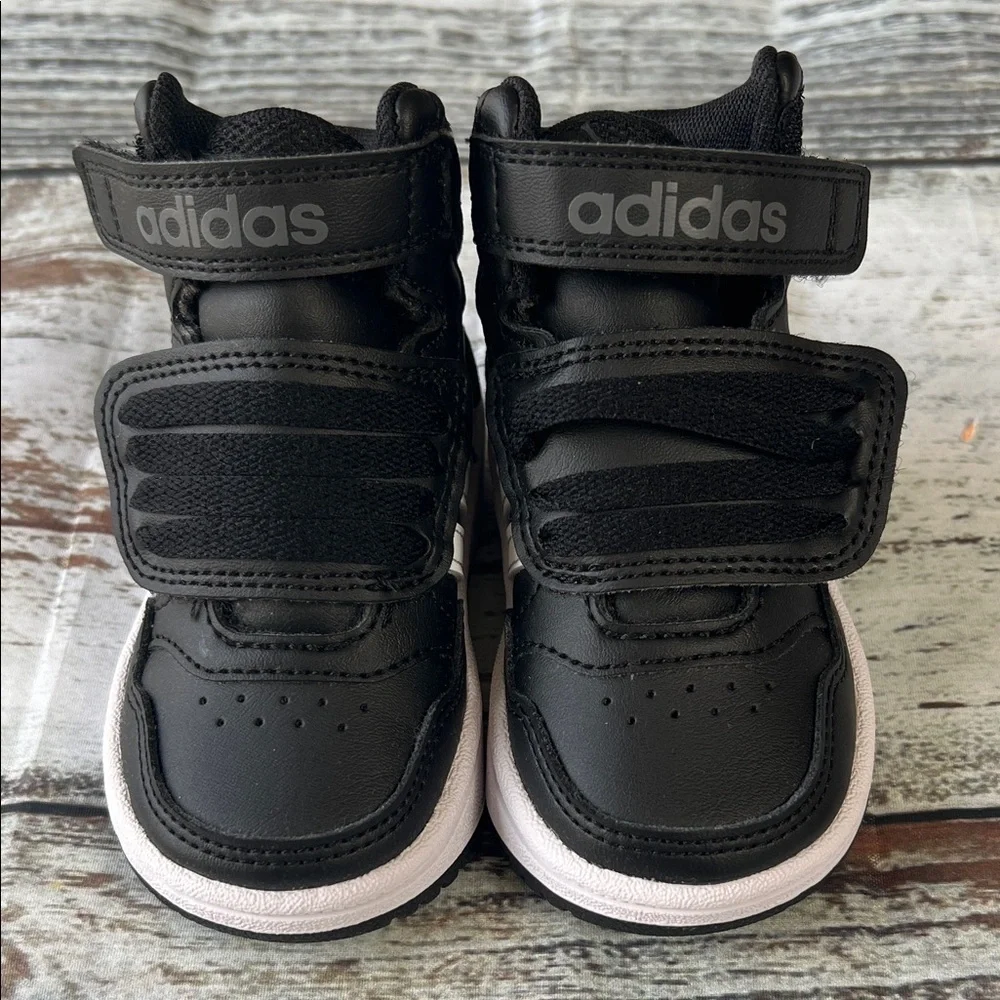 Adidas Hoops Mid 3.0 AC I Toddler Sneakers - Black/White - Size 4K