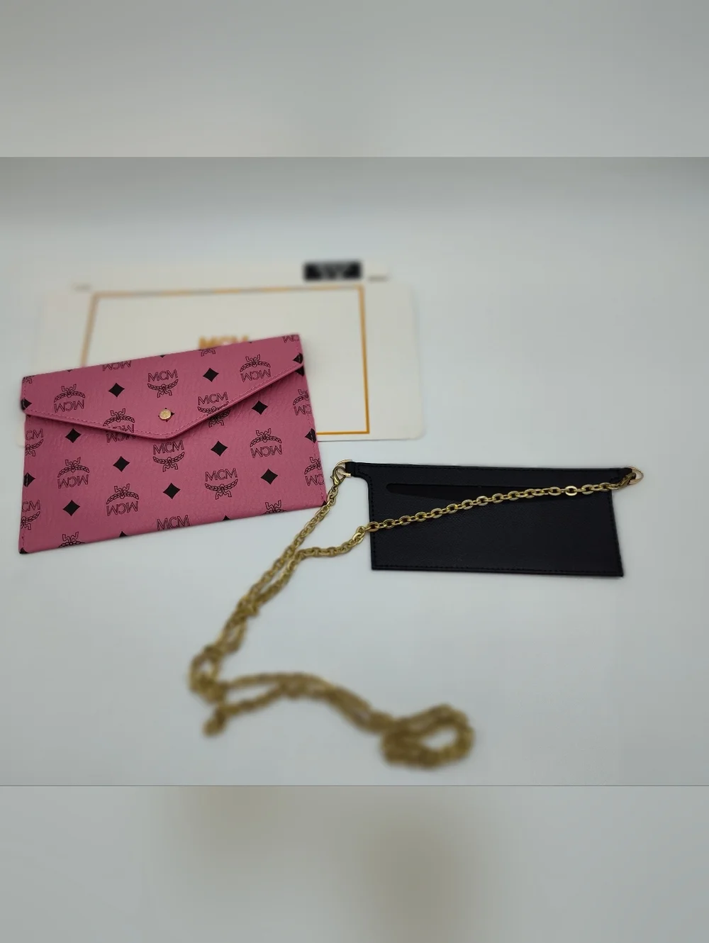 MCM gold pouch exterior