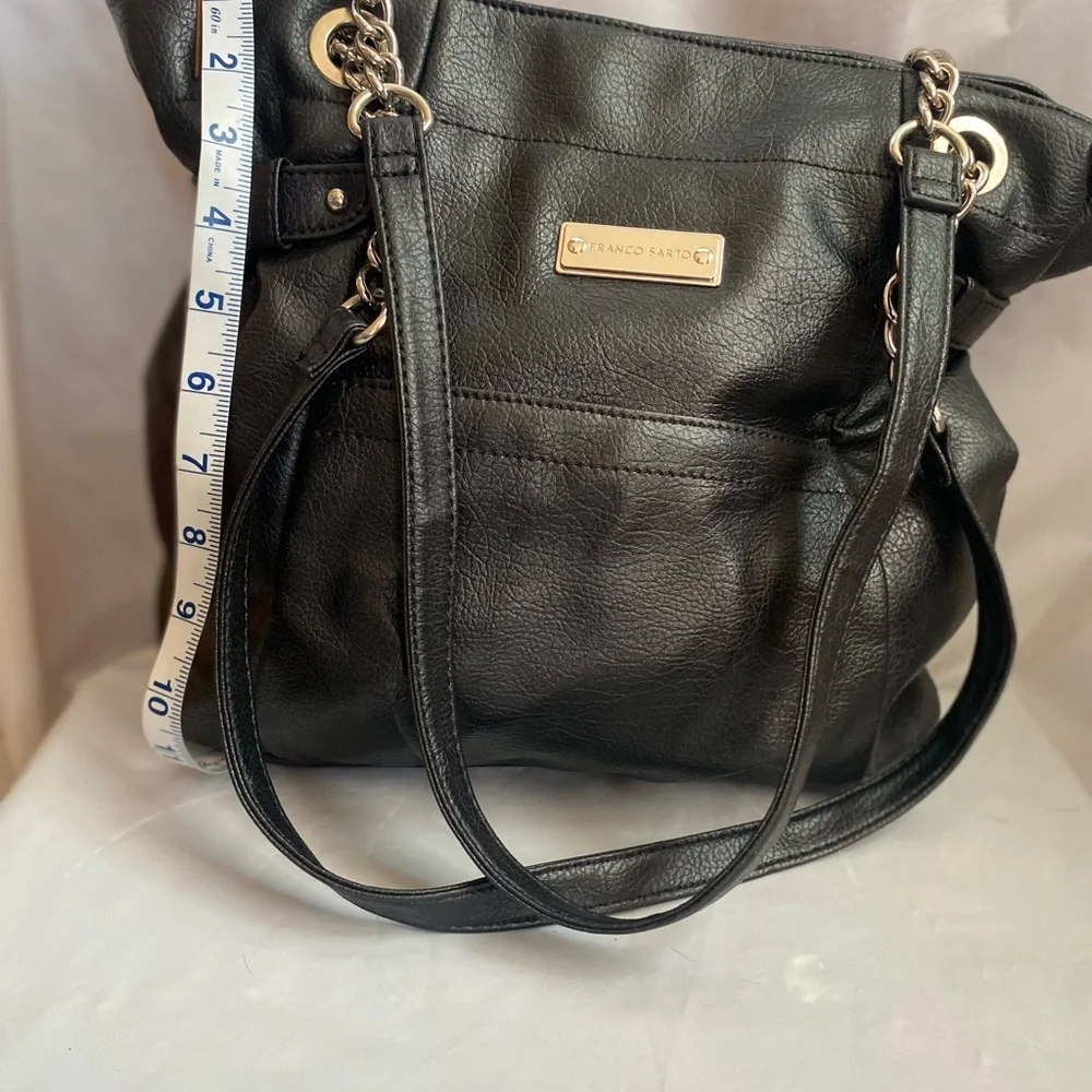 Franco Sarto Black Tote with Chain Accents