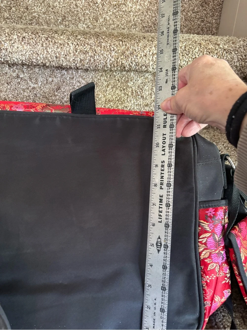 Red Floral Crossbody Messenger Bag