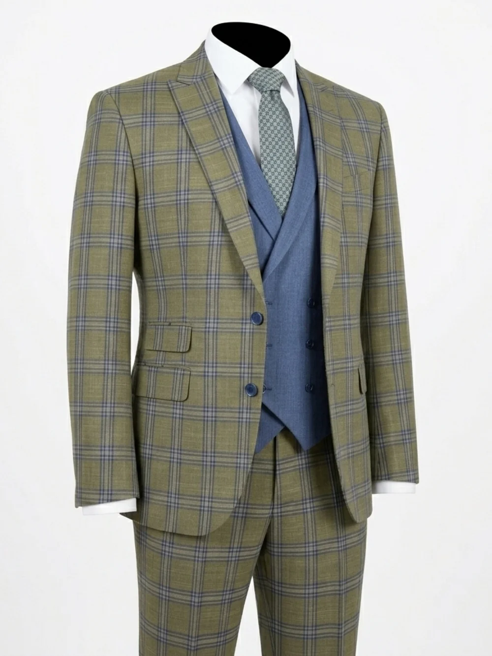 🔥 VITALI 3-Piece Heritage Suit | Sage Green Plaid | Size R50 👔