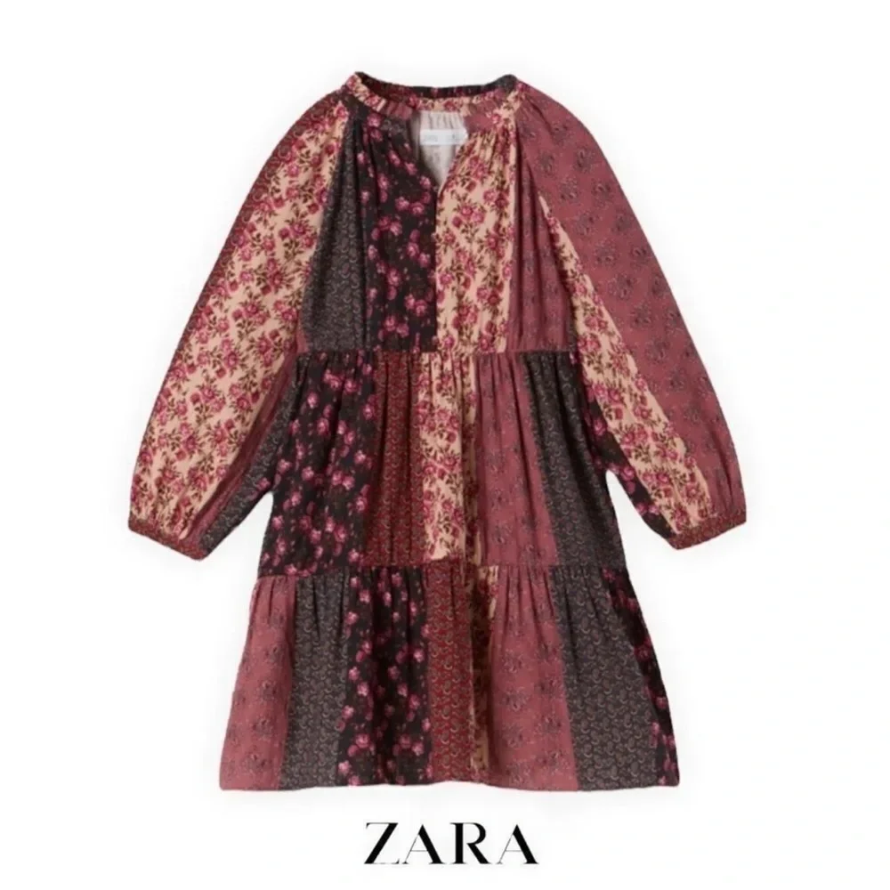 ZARA Kids | Maroon | PATCHWORK DRESS