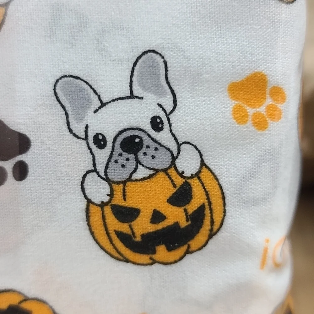 4pc Halloween French Bulldog Frenchie Dog Boo Pumpkin QUEEN Bed Sheet Decor New