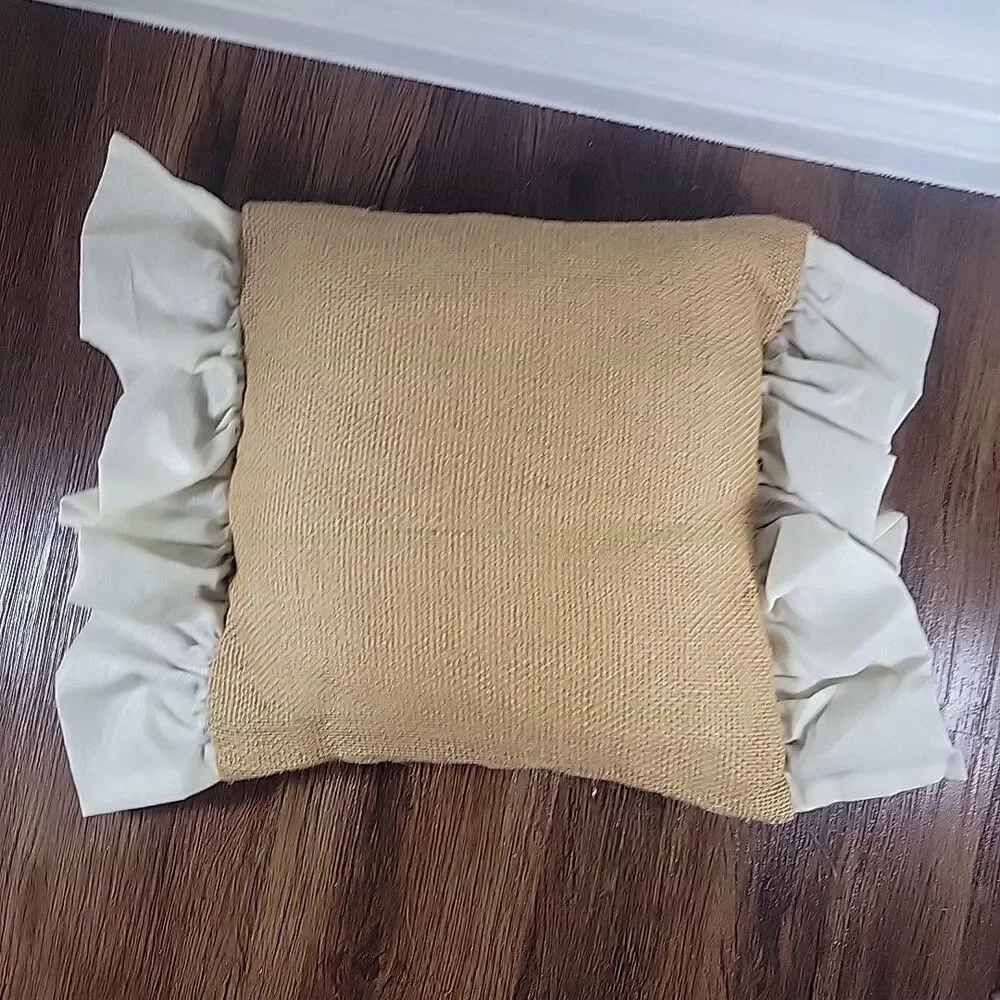Handmade Burlap Shabby French Rustic Chic Pillow Steampunk inspired metal accent