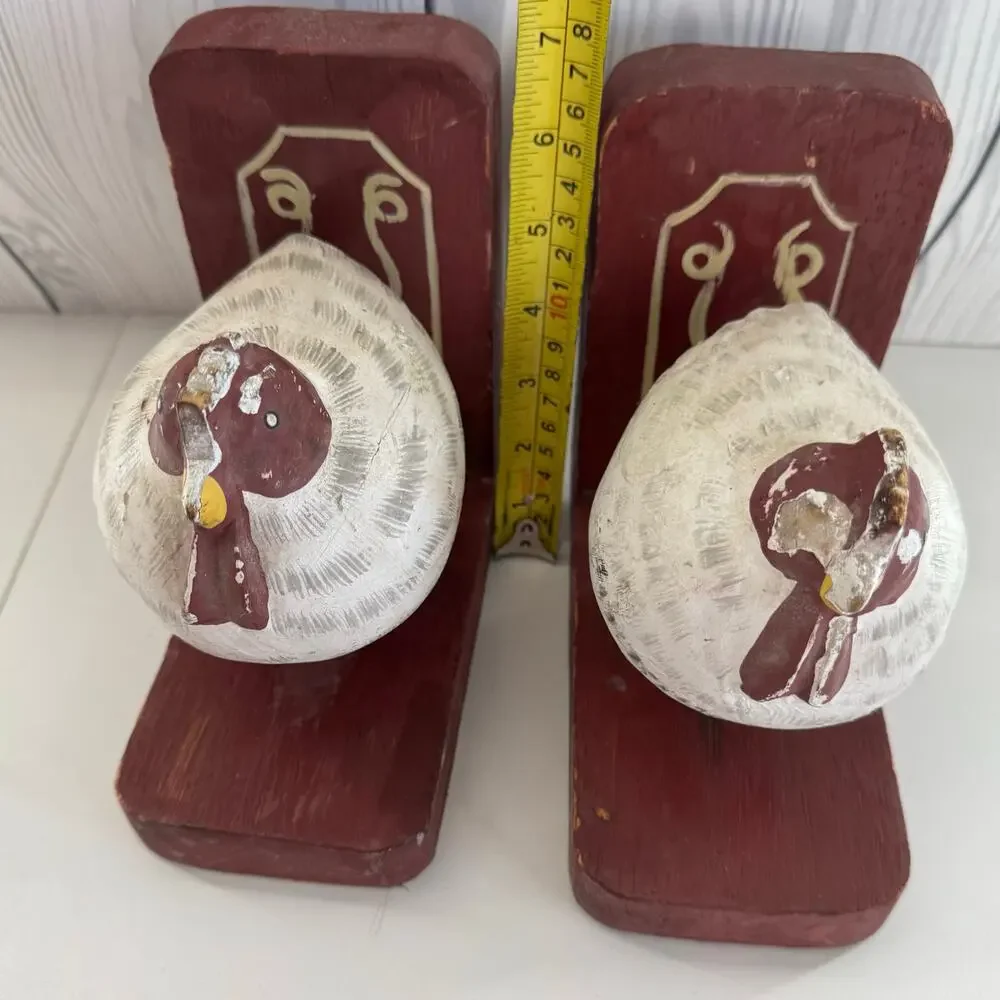 Chicken Bookends, Hand Carved Painted Wood - Bead and Tail