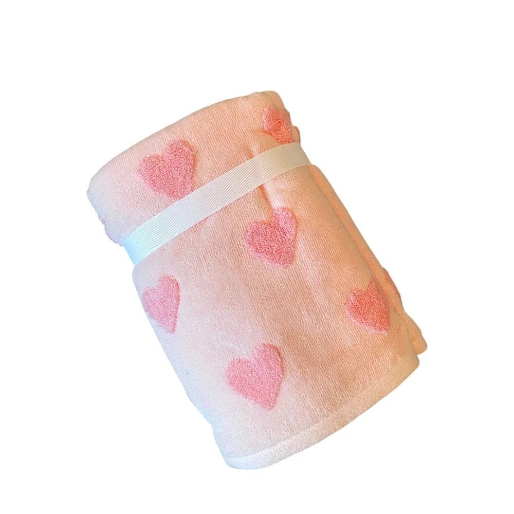 4pc Caro Home PINK HEART Cotton 2 Bath 2 Hand Towel Set Valentine's Day NEW