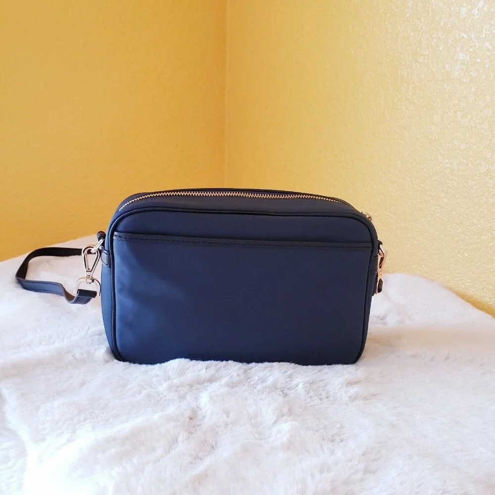 Michael Kors Jet Set Charm Women's Navy Blue Crossbody Bag Nylon Leather Trim
