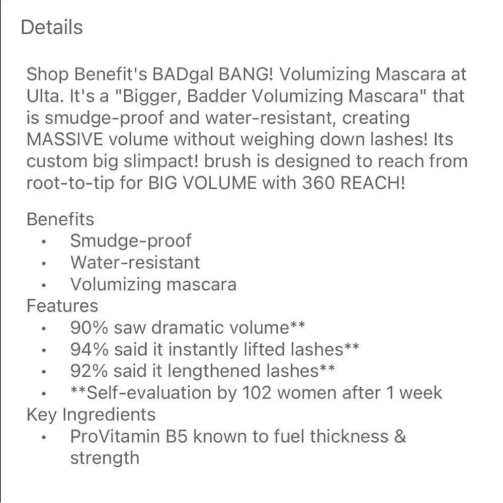 $5 🌙‎ Benefit Bad Gal Bang Volumizing Mascara 🆕 Black