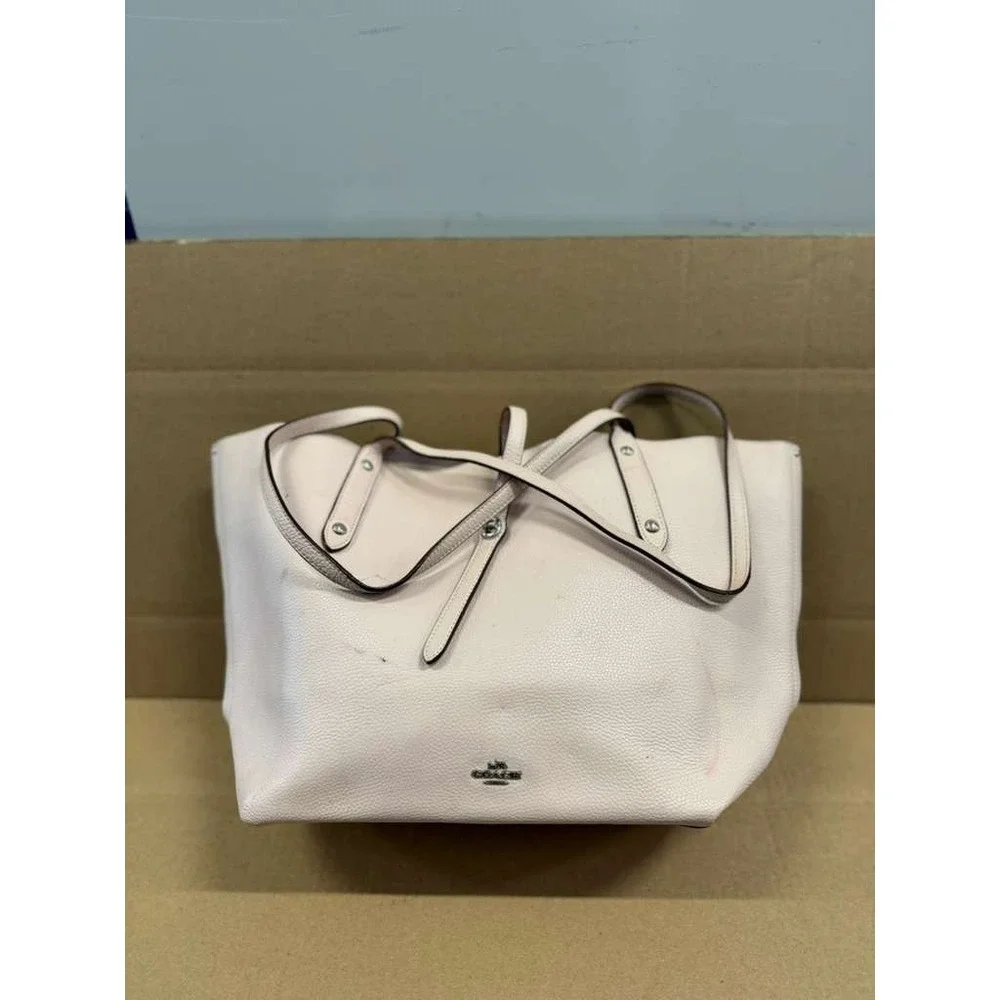 Coach Turn Lock Pebbled Leather Market Tote Bag Off‎ White #B1847-58849