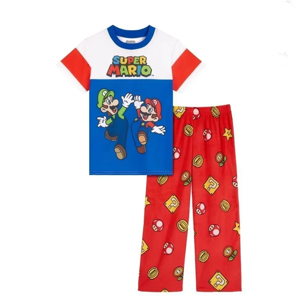 Boys Mario & Sonic Short Sleeve Top & Sleep Pants Pajama 2, 2-Piece Sets Size M