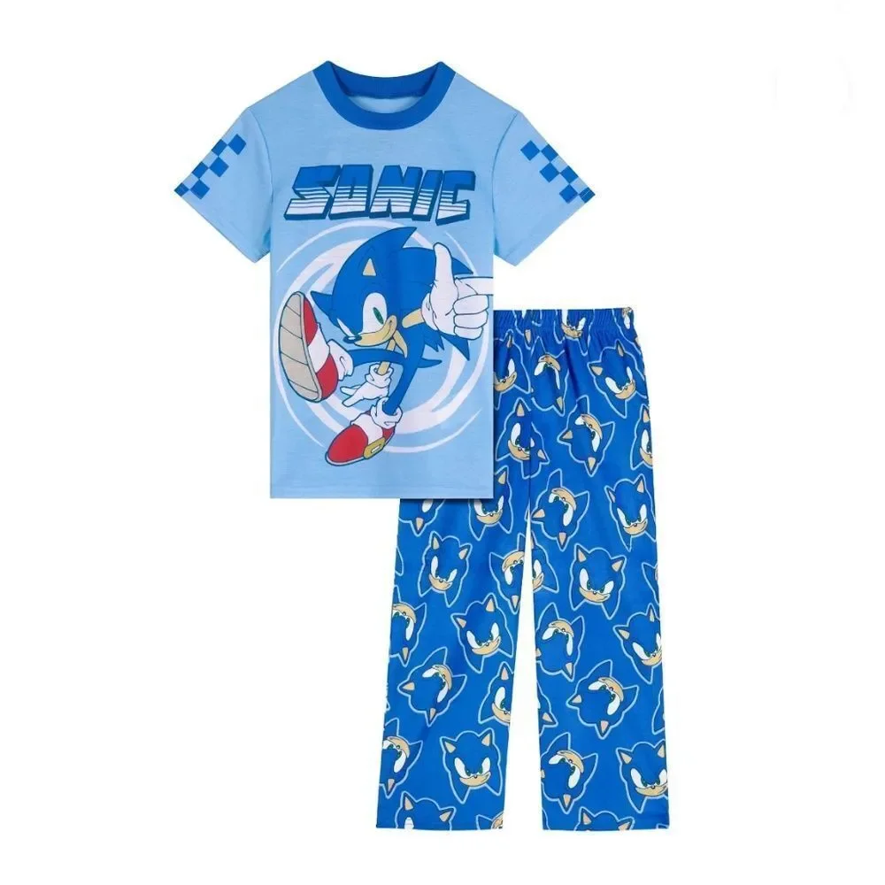 Boys Mario & Sonic Short Sleeve Top & Sleep Pants Pajama 2, 2-Piece Sets Size M