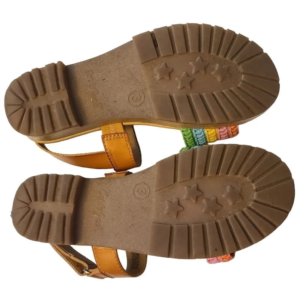 CAT & JACK Sandals Crocheted Rainbow Leather Ankle Straps Kids sz 3‎