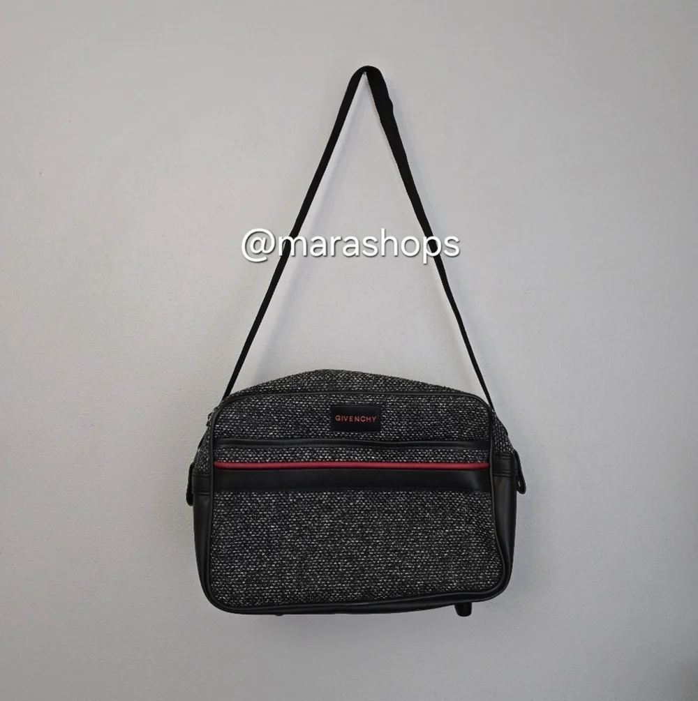 Givenchy Vintage Messenger Bag Black Tweed