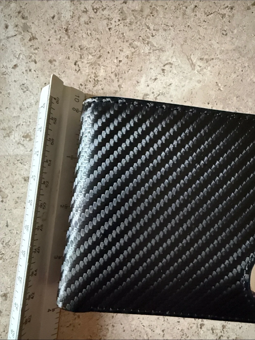 Men's Black Carbon-Texture Tri-Fold Wallet with Apple AirTag insert