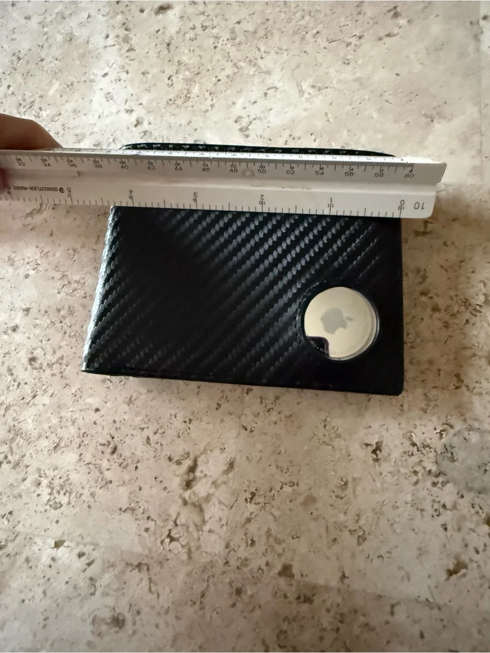 Men's Black Carbon-Texture Tri-Fold Wallet with Apple AirTag insert