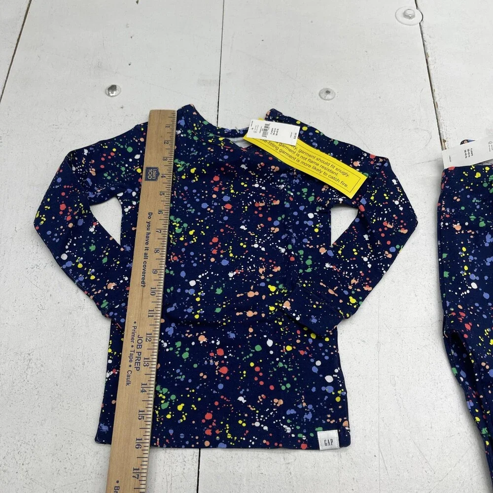 Gap Pajama Set Kids 4 Years Multicolor Paint Splatter Cotton 2 Piece Sleepwear