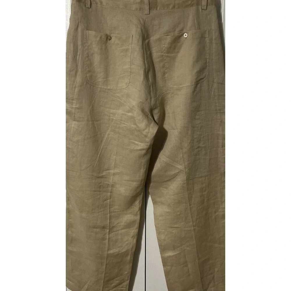 Godbody Collection Men's 100% Linen Straight Leg Pants in Beige Size 36x29