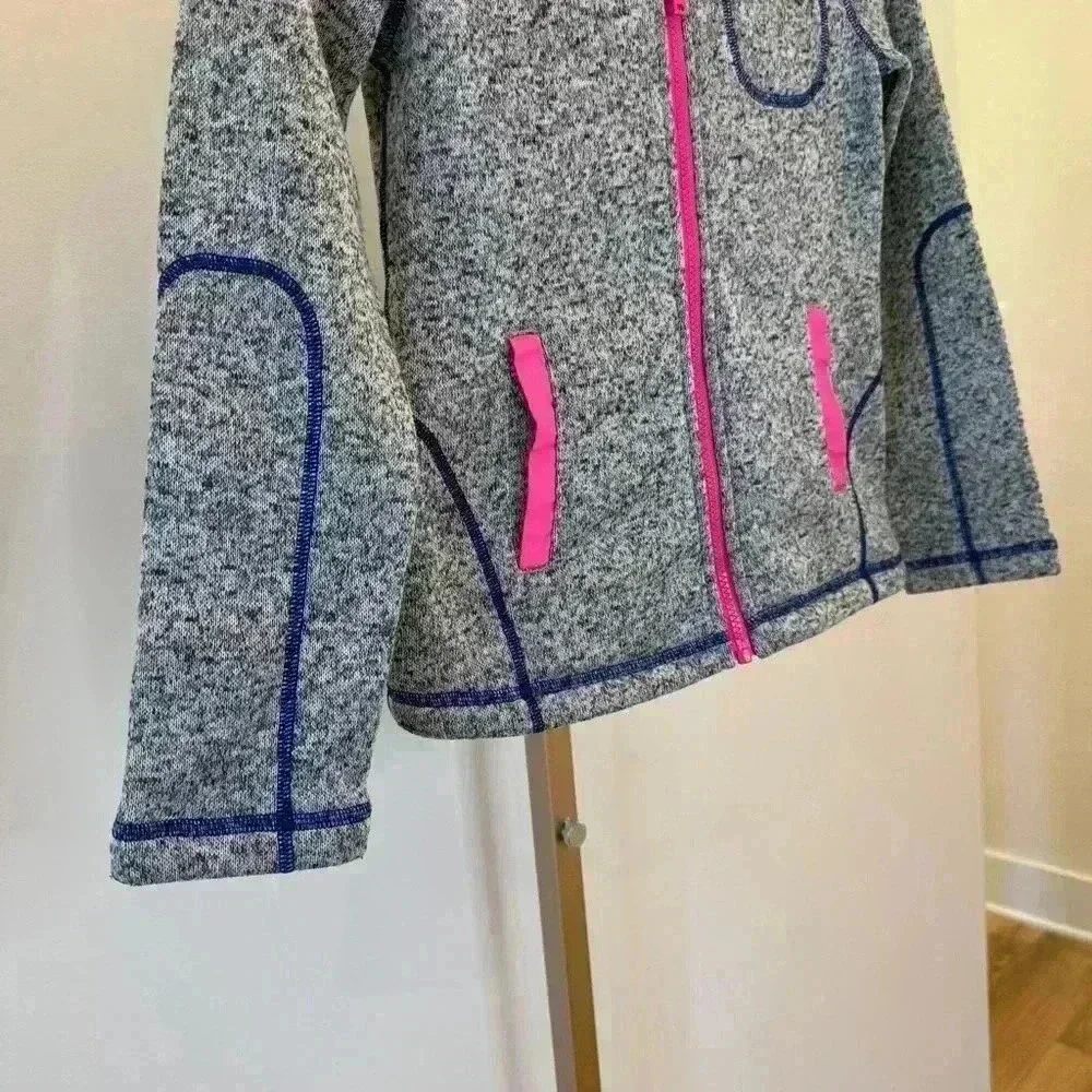 Nordstrom Girls Gray Full Zip Jacket Size Large Neon Accents Casual Warm