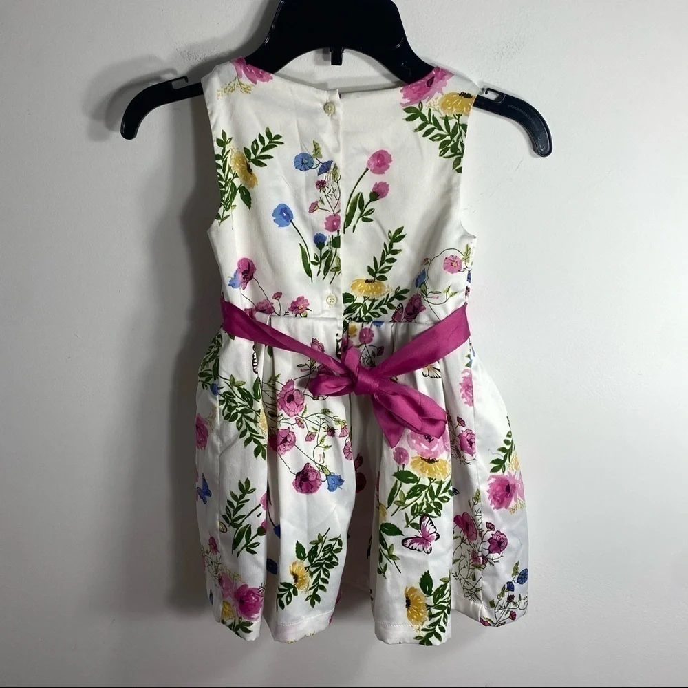 Wonder Kids Floral Dress Sz 3T Easter White Pink Blue Yellow