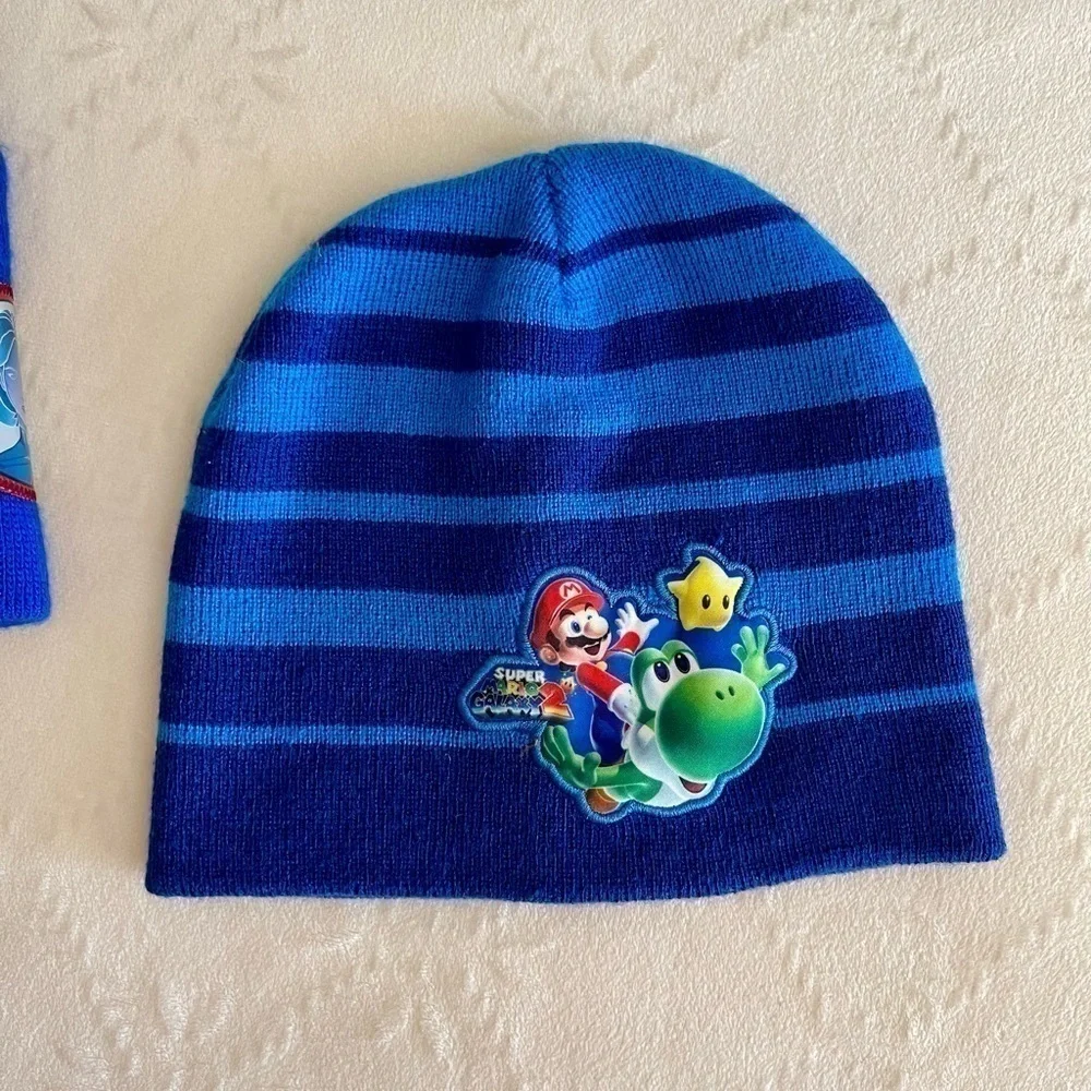 NWOT, FANTASTIC FOUR & NINTENDO, BOYS SOCK HATS. ONE SIZE.