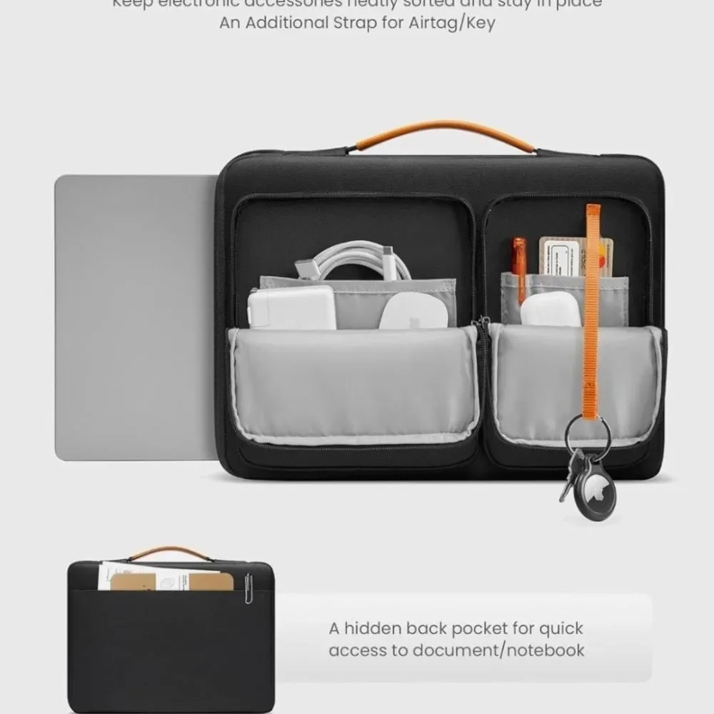 Tomtoc Black Protective Laptop Sleeve Case Zip Around Padded