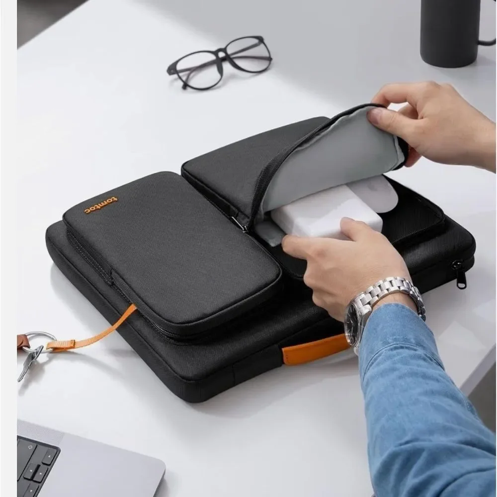 Tomtoc Black Protective Laptop Sleeve Case Zip Around Padded