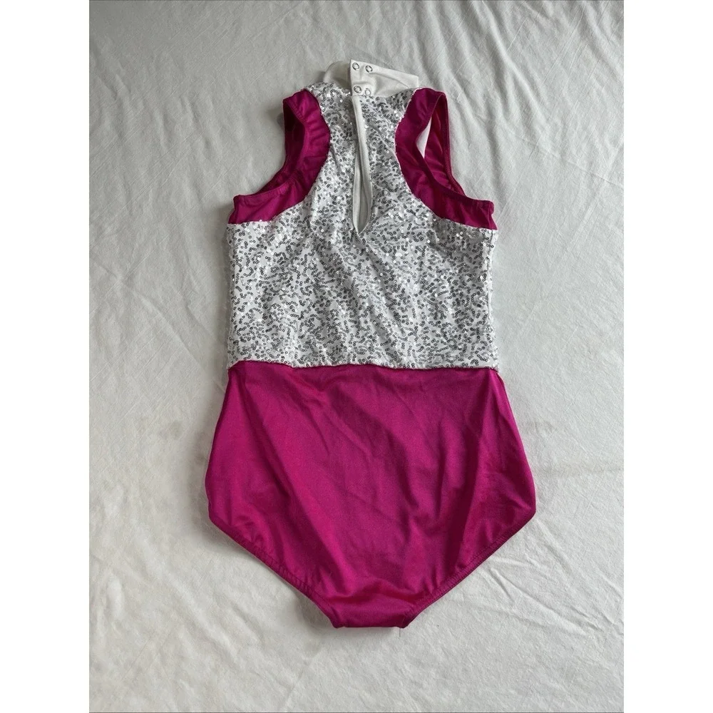 Weissman Showtime Dance Costume Pink Sequin Leotard & Jogger Set Size SA Girls