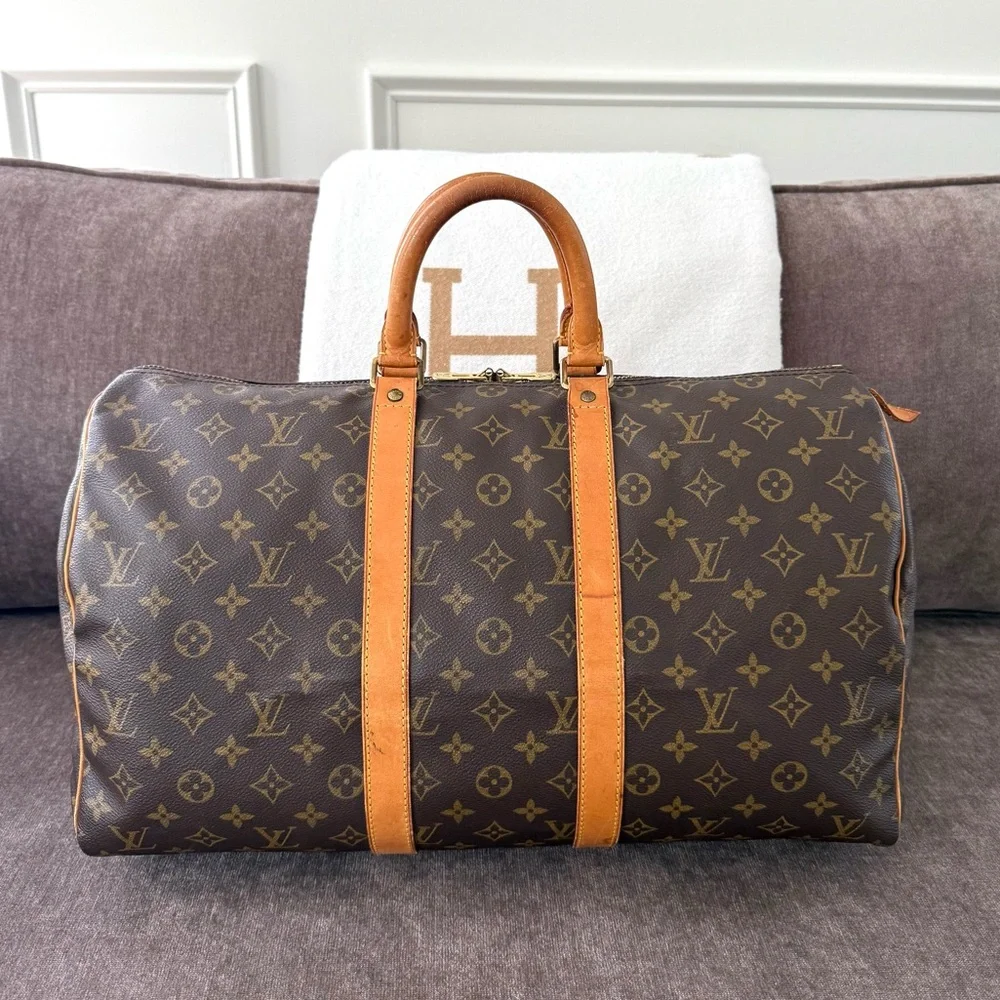 Authentic Louis Vuitton Keepall 45 travel duffel bag M41428 monogram