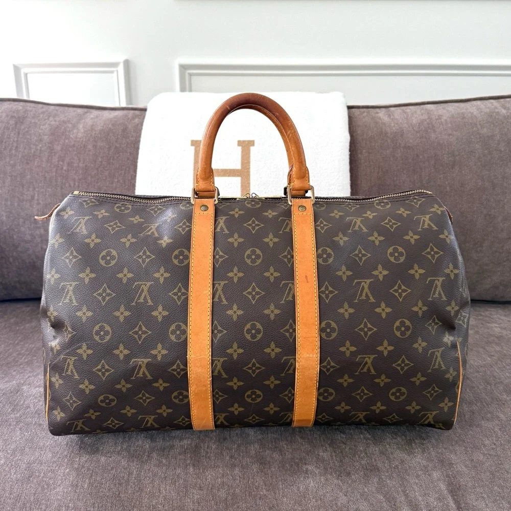 Authentic Louis Vuitton Keepall 45 travel duffel bag M41428 monogram