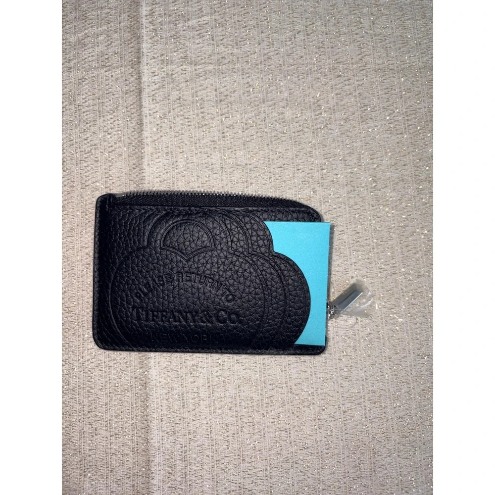 Tiffany & Co Card Case coin purse Black new Return to Tiffany Pebbled Leather