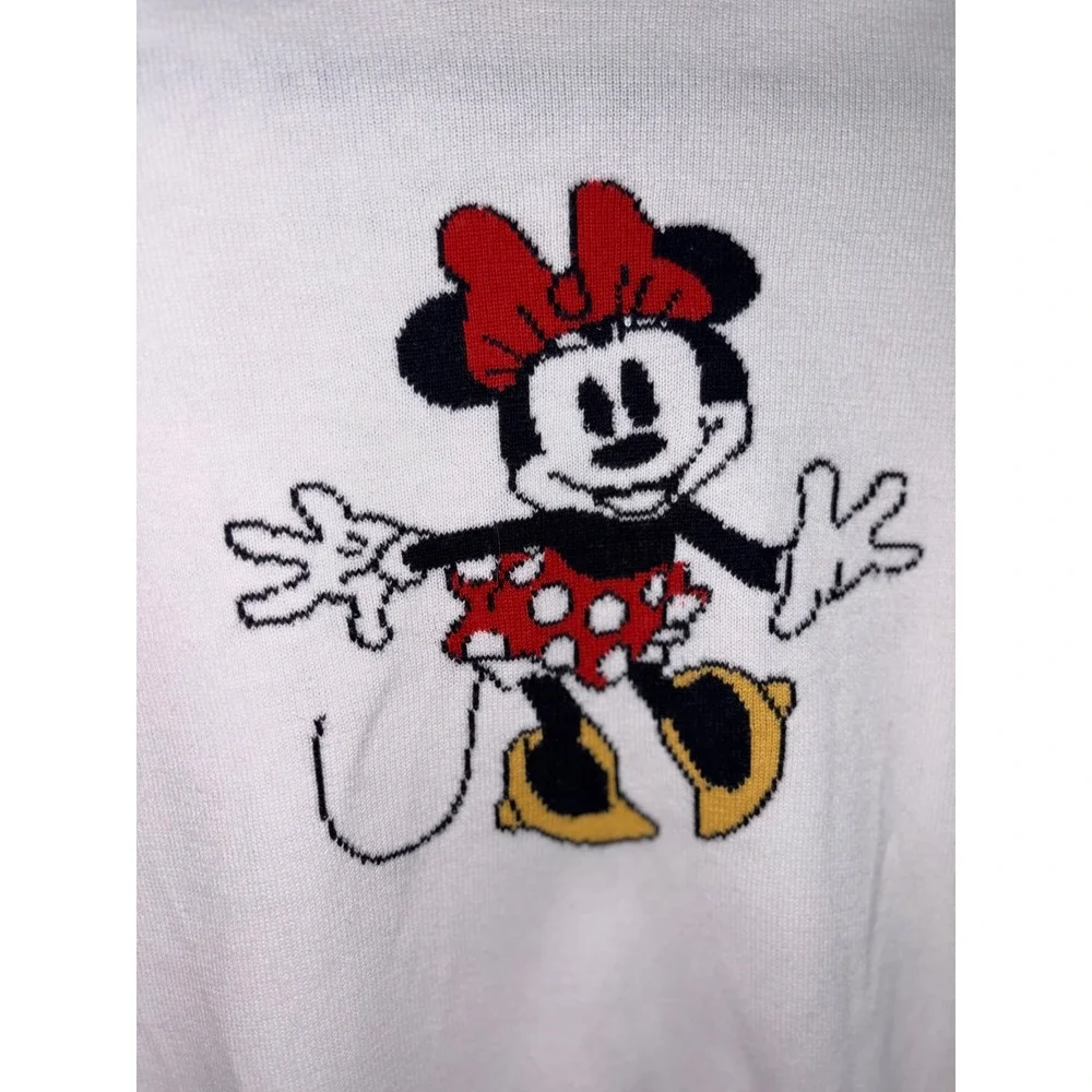Disney x Janie and Jack Minnie Mouse Sweater age 12 White Excellent Ruffle Trim