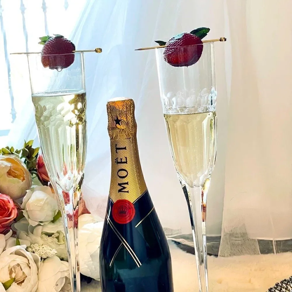 ♥️ TALL Mid Century Champagne flutes, oversized tall wedding glasses PRICE FIRM.