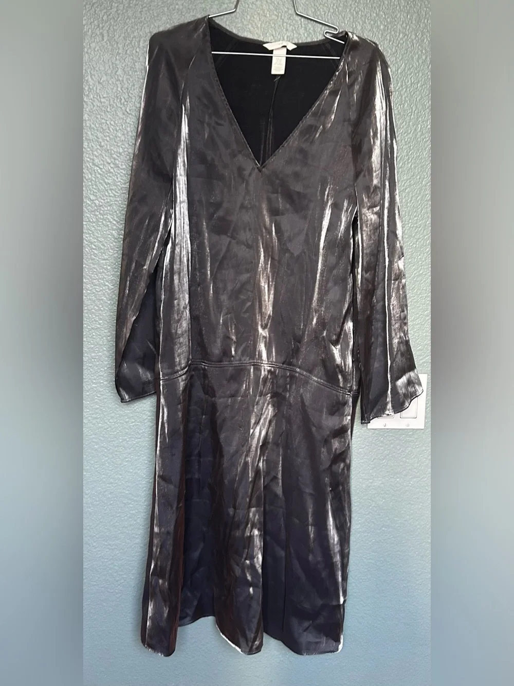 H&M Shimmering Metallic Grey Midi Dress, oversized