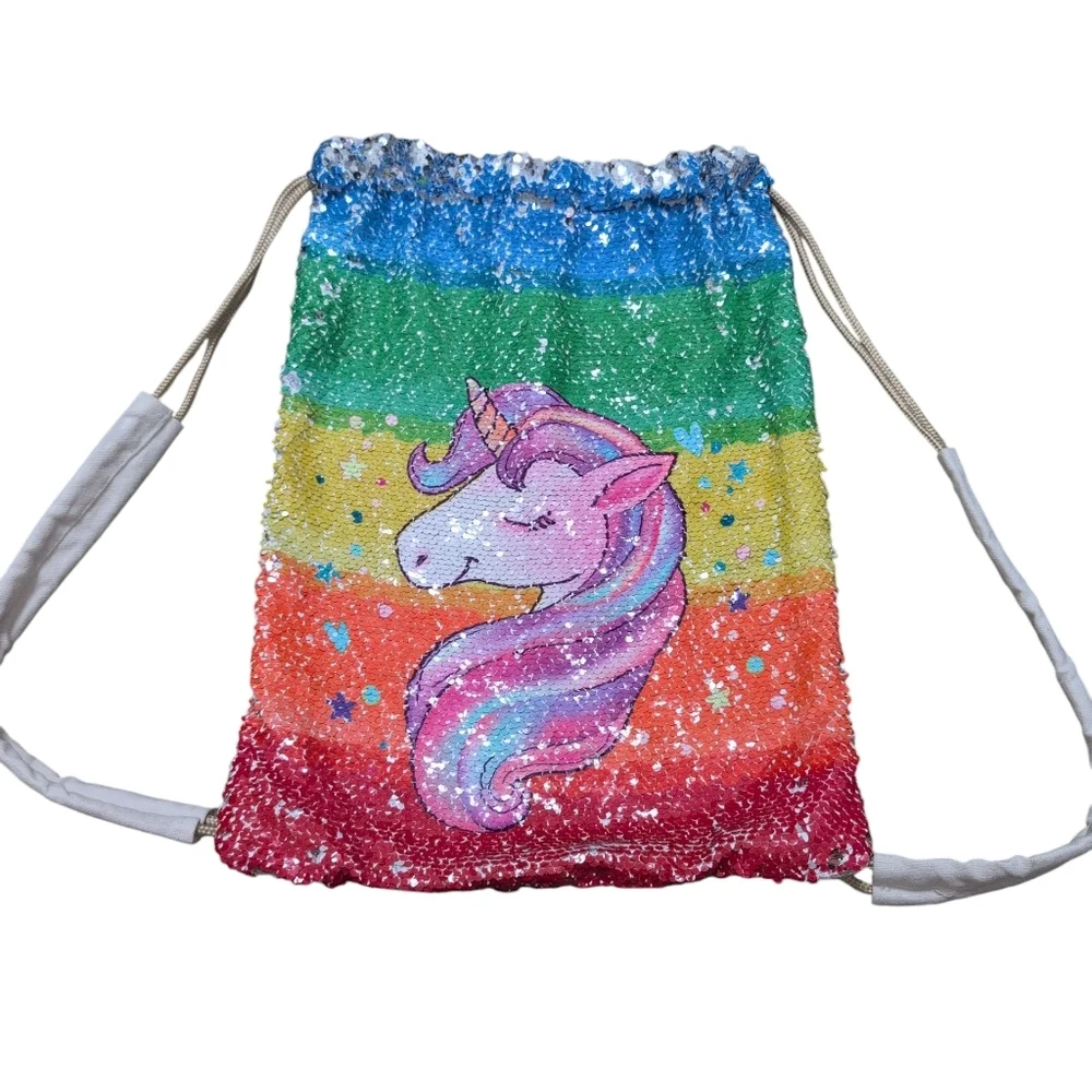 Unicorn Sequin Canvas Cinch Bag Little Girl Accessories