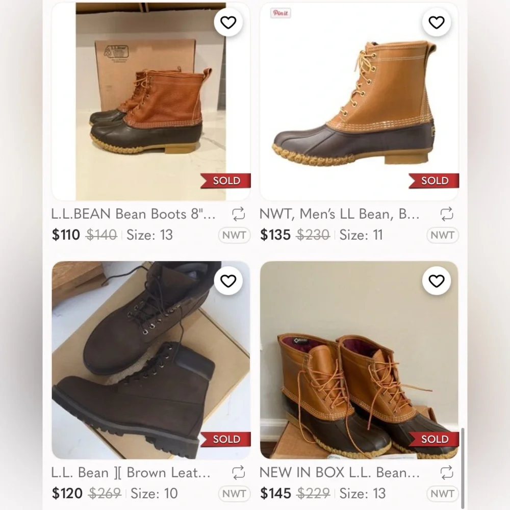 L.L. Bean high store tags