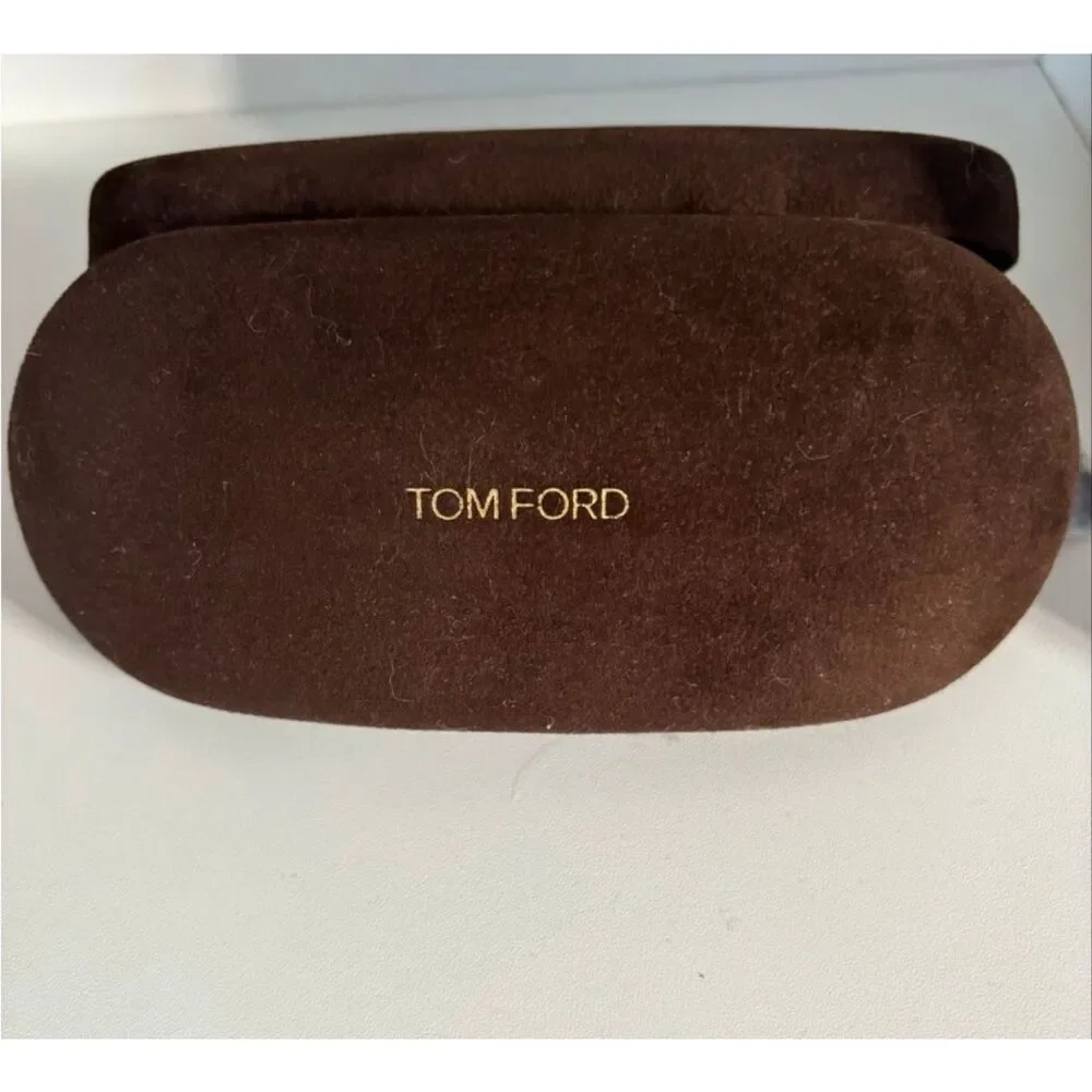 TOM FORD - EUC Brown Suede Hard Clamshell Eyeglasses Case
