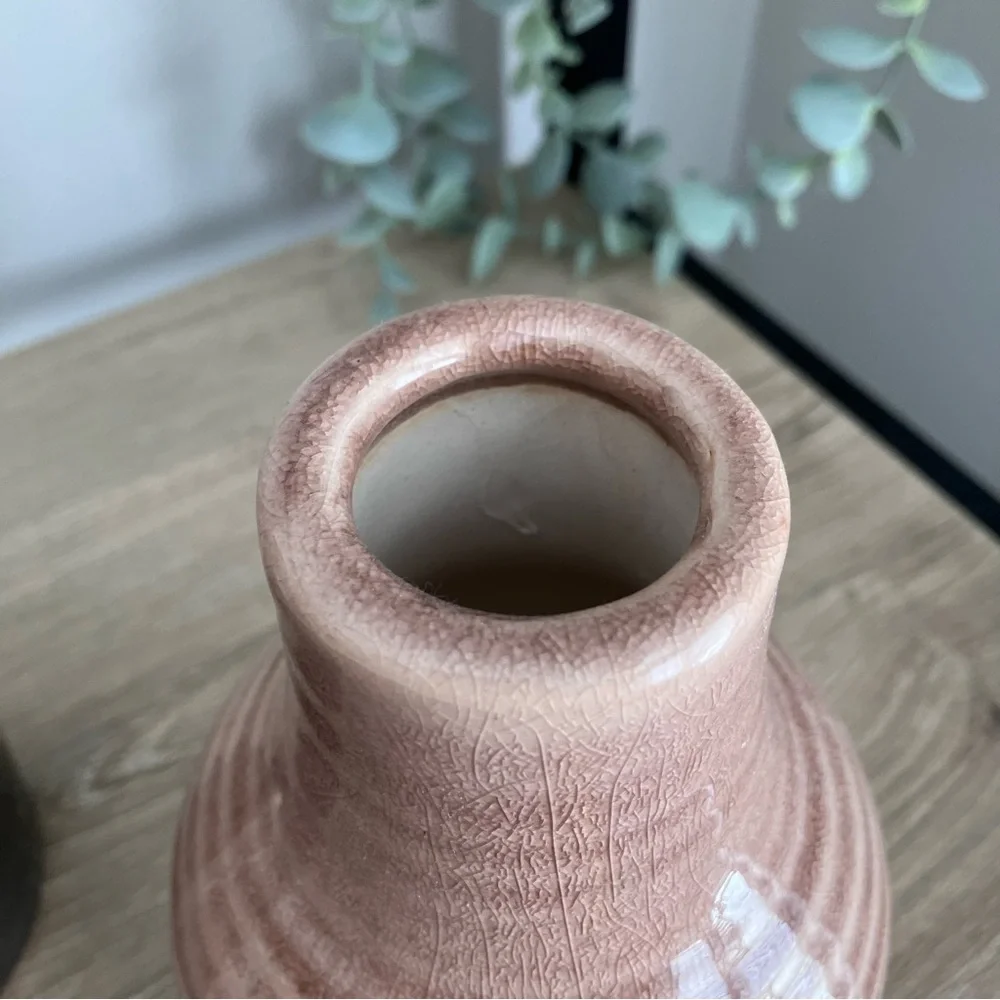 Crate & Barrel Patine Bud Vase Set Of 2 Gray Pink Flower Ceramic Home Decor