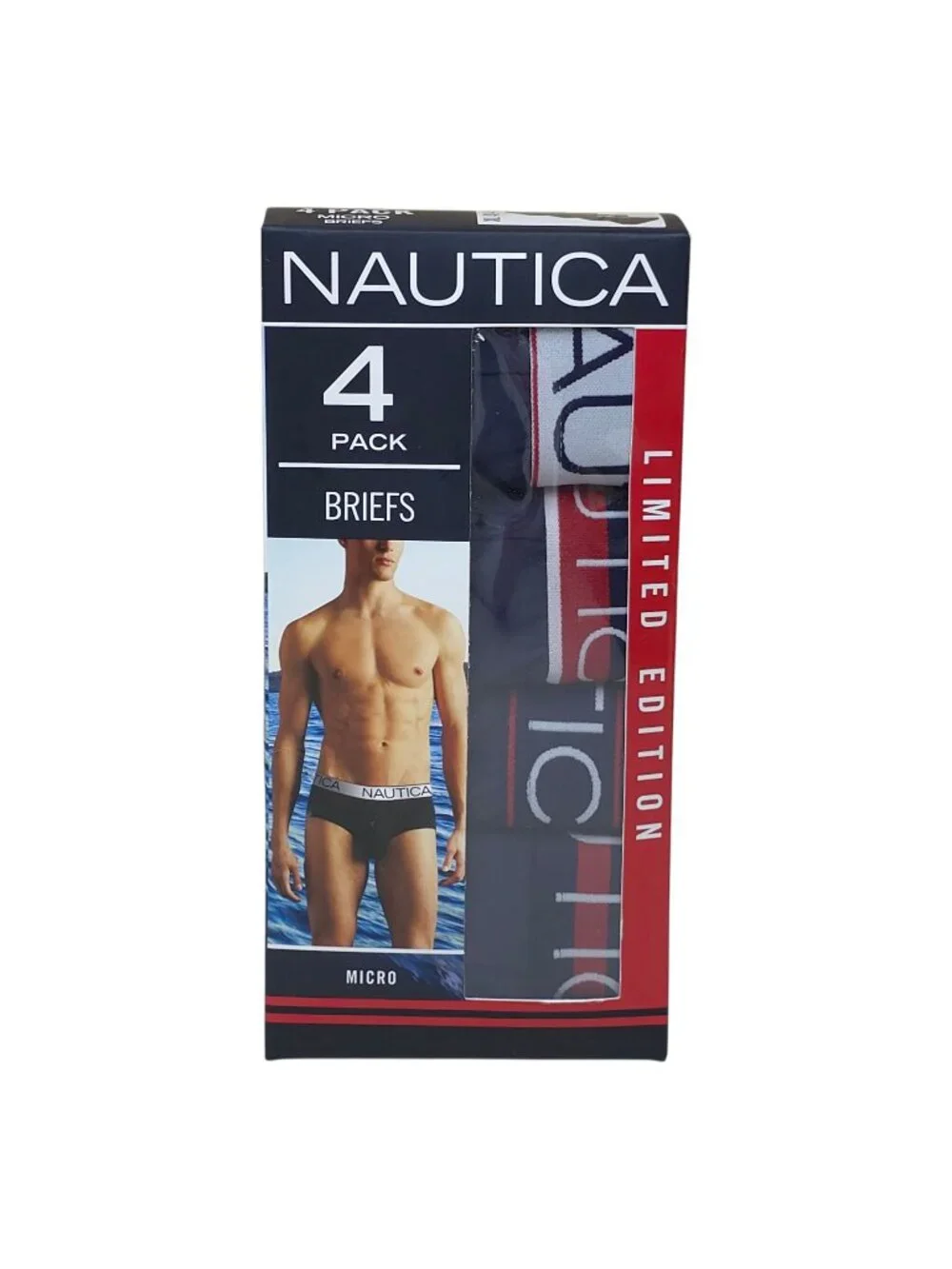 Nautica Mens 4-Pack Micro Briefs XL Moisture-Wicking Tagless Contour Pouch Navy