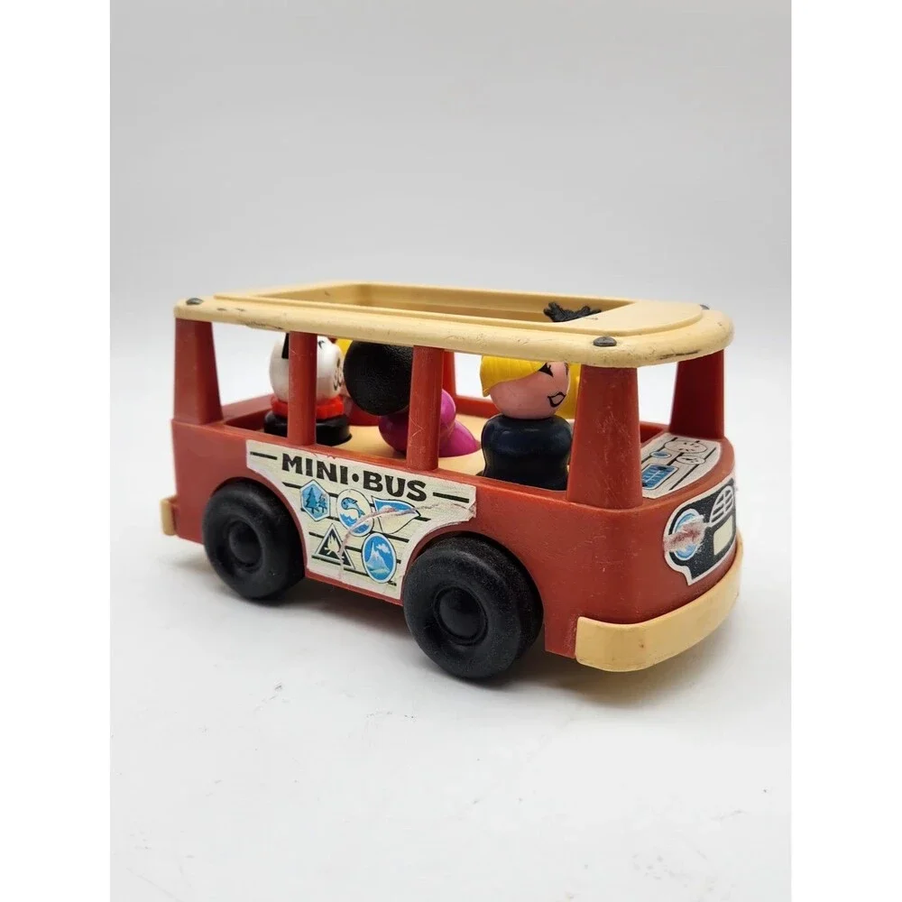 Fisher Price 1969 MINI BUS 6x3 w/ 5 passengers including Dog and Bert (Driving)