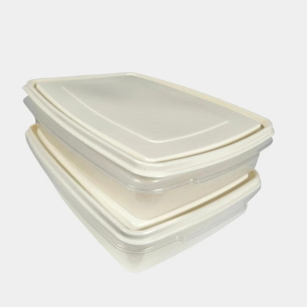 Rubbermaid Servin Saver Deviled Egg Carrier Set of 2 Vintage Almond Clear Lid 7
