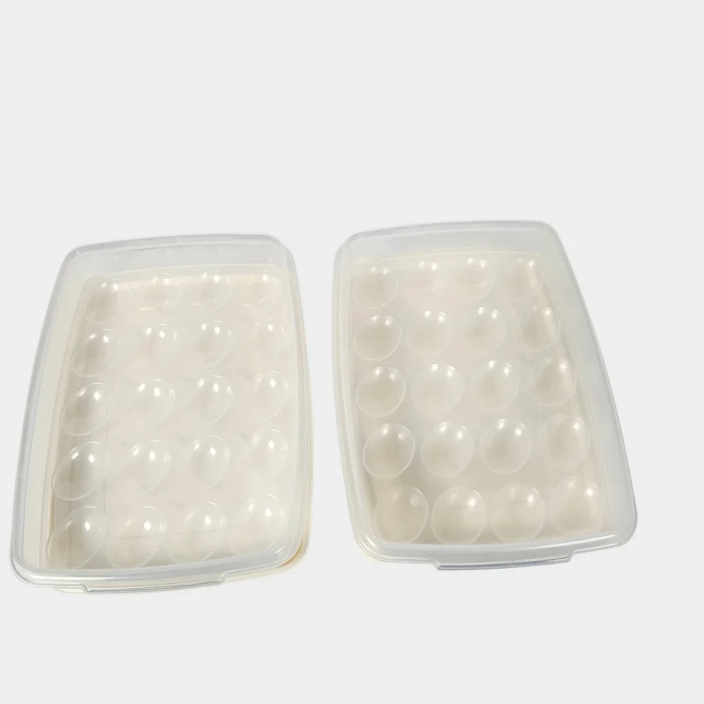 Rubbermaid Servin Saver Deviled Egg Carrier Set of 2 Vintage Almond Clear Lid 7