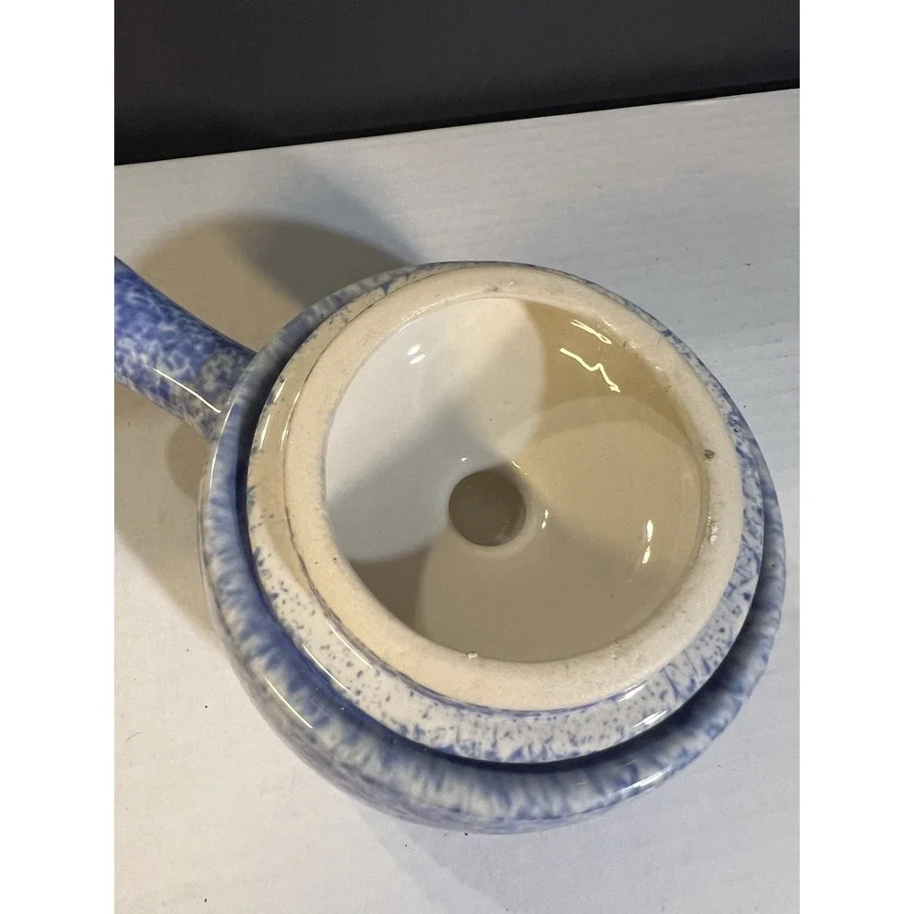 Vintage Blue Speckled Stoneware‎ Soup Pot With Lid & Handle 4.5T x 7.5L (2081)
