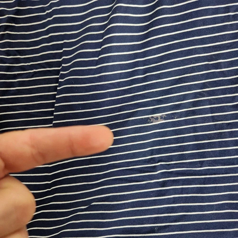 Polo Golf Ralph‎ Lauren Shirt Men XL Blue White Striped Short Sleeve Defect