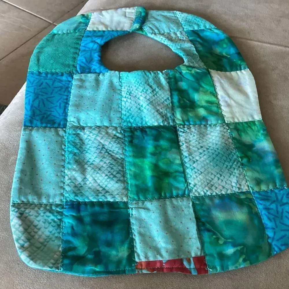 NWT. Hand Crafted Quilted Reversible Baby Bib