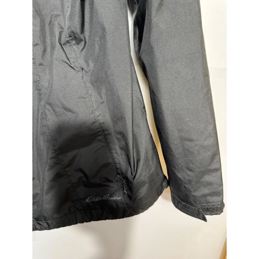 Eddie Bauer Windbreaker Rain Jacket Women XL Black Lightweight Full Zip Gorpcore