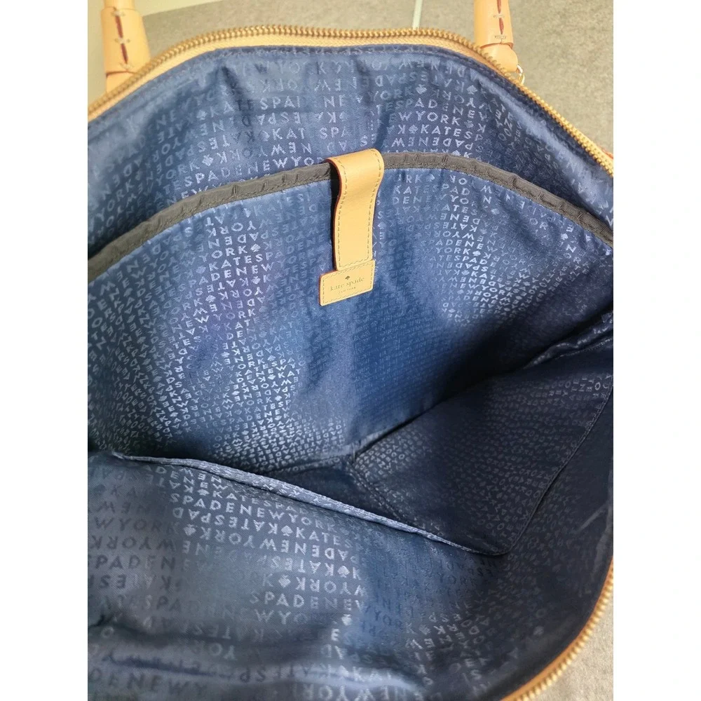 Kate Spade Kennedy Park Calista Laptop Bag Navy Blue Nylon Leather Trim Lined